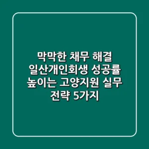 "막막한 채무 해결", 일산개인회생 성공률 높이는 고양지원 실무 전략 5가지