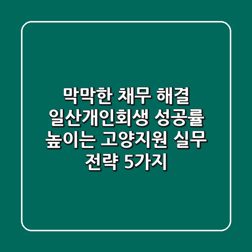 "막막한 채무 해결", 일산개인회생 성공률 높이는 고양지원 실무 전략 5가지