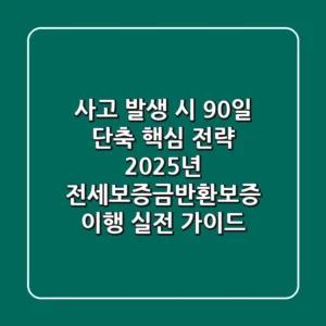 “사고 발생 시 90일 단축 핵심 전략”, 2025년 전세보증금반환보증 이행 실전 가이드