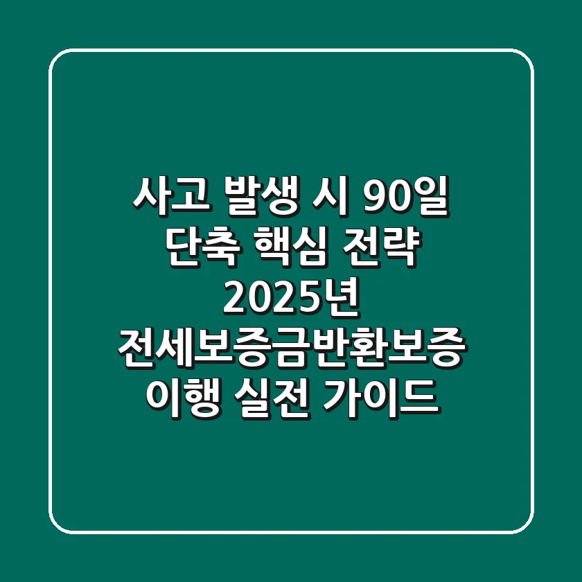 “사고 발생 시 90일 단축 핵심 전략”, 2025년 전세보증금반환보증 이행 실전 가이드