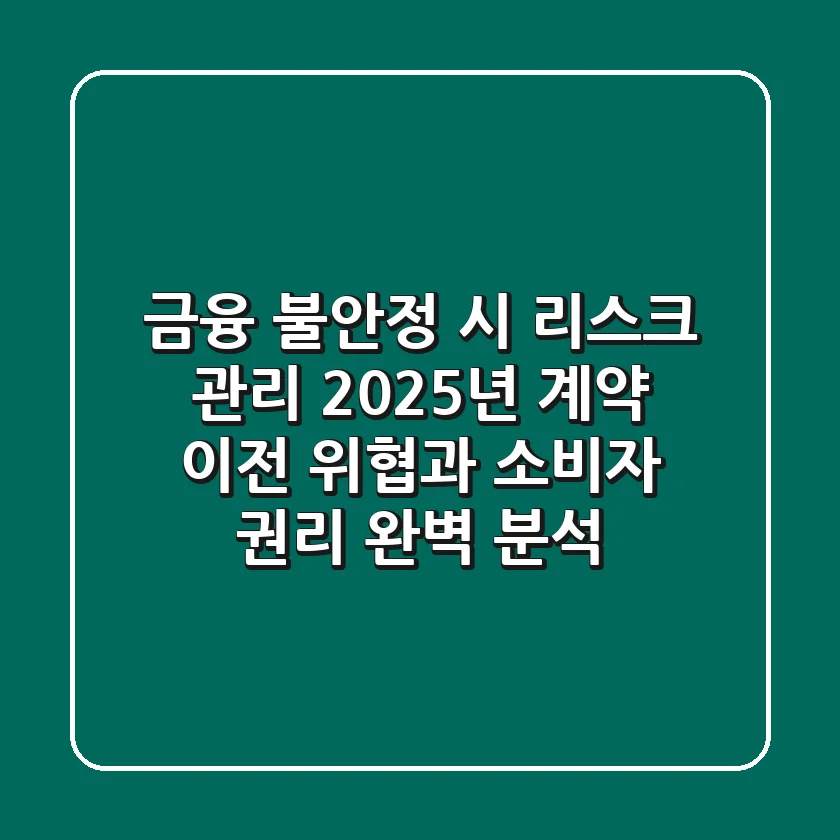 "금융 불안정 시 리스크 관리", 2025년 계약 이전 위협과 소비자 권리 완벽 분석