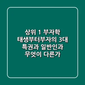 "상위 1% 부자학", 태생부터부자의 3대 특권과 일반인과 무엇이 다른가