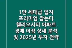 “1만 세대급 입지 프리미엄 잡는다”, 헬리오시티 아파트 경매 이점 상세 분석 및 2025년 투자 전략