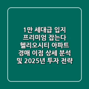 "1만 세대급 입지 프리미엄 잡는다", 헬리오시티 아파트 경매 이점 상세 분석 및 2025년 투자 전략