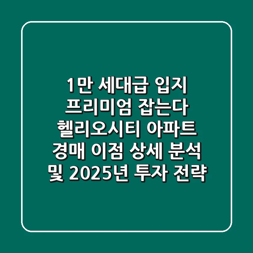 "1만 세대급 입지 프리미엄 잡는다", 헬리오시티 아파트 경매 이점 상세 분석 및 2025년 투자 전략