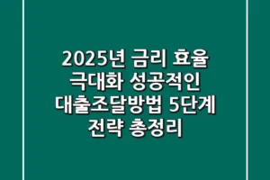 “2025년, 금리 효율 극대화”, 성공적인 대출조달방법 5단계 전략 총정리