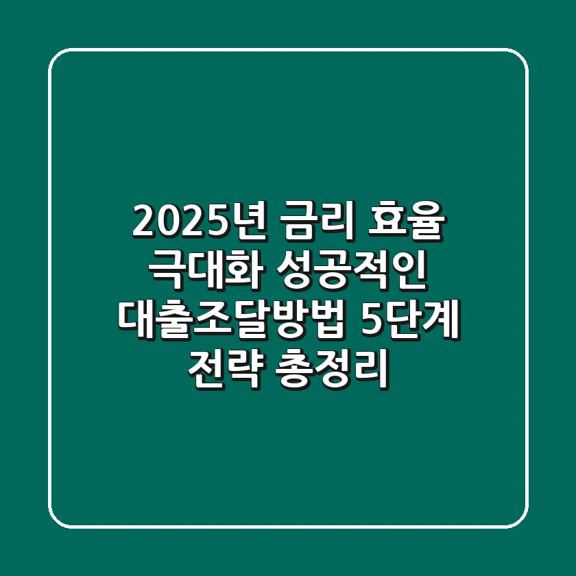 "2025년, 금리 효율 극대화", 성공적인 대출조달방법 5단계 전략 총정리