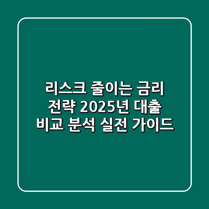 "리스크 줄이는 금리 전략", 2025년 대출 비교 분석 실전 가이드