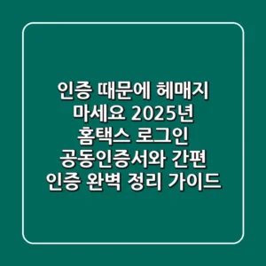 "인증 때문에 헤매지 마세요", 2025년 홈택스 로그인, 공동인증서와 간편 인증 완벽 정리 가이드