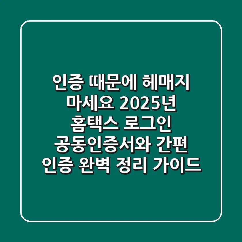 "인증 때문에 헤매지 마세요", 2025년 홈택스 로그인, 공동인증서와 간편 인증 완벽 정리 가이드