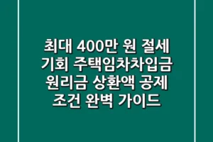 “최대 400만 원 절세 기회”, 주택임차차입금 원리금 상환액 공제 조건 완벽 가이드
