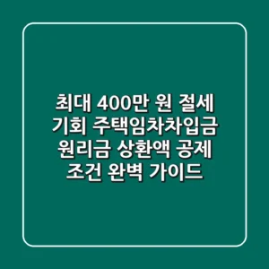 "최대 400만 원 절세 기회", 주택임차차입금 원리금 상환액 공제 조건 완벽 가이드