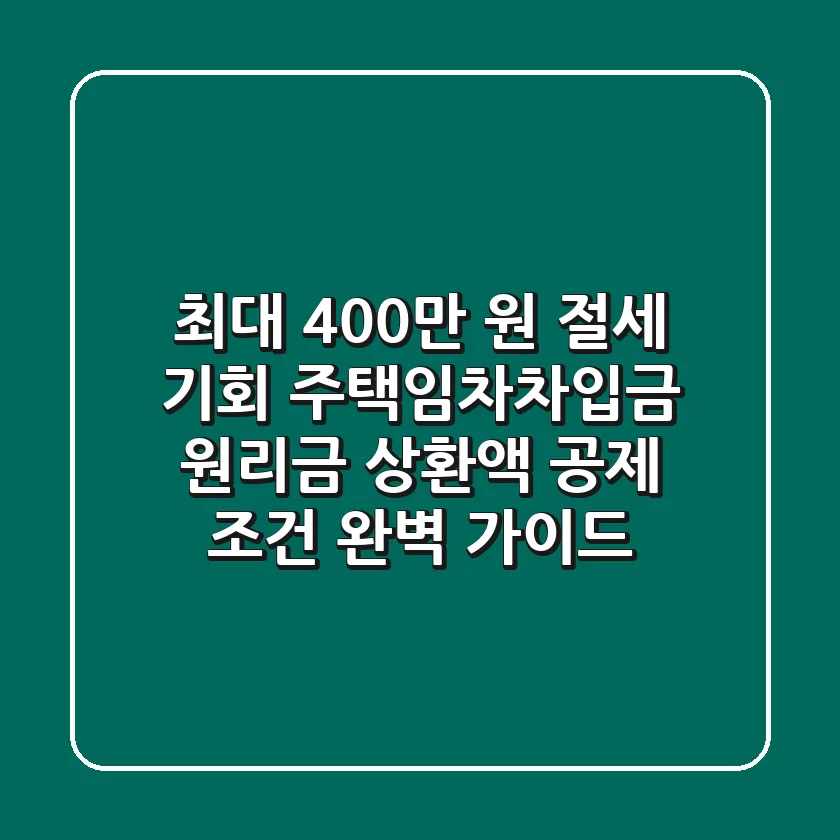 "최대 400만 원 절세 기회", 주택임차차입금 원리금 상환액 공제 조건 완벽 가이드