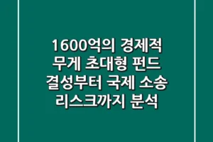 “1600억의 경제적 무게”: 초대형 펀드 결성부터 국제 소송 리스크까지 분석