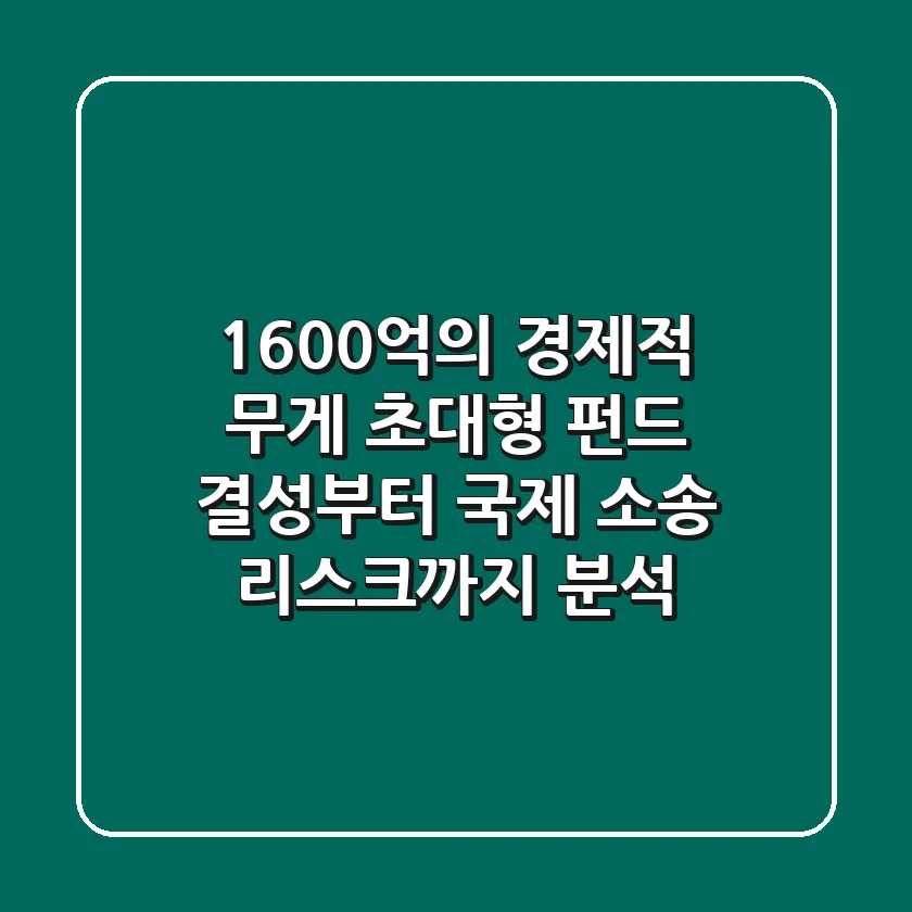 "1600억의 경제적 무게": 초대형 펀드 결성부터 국제 소송 리스크까지 분석