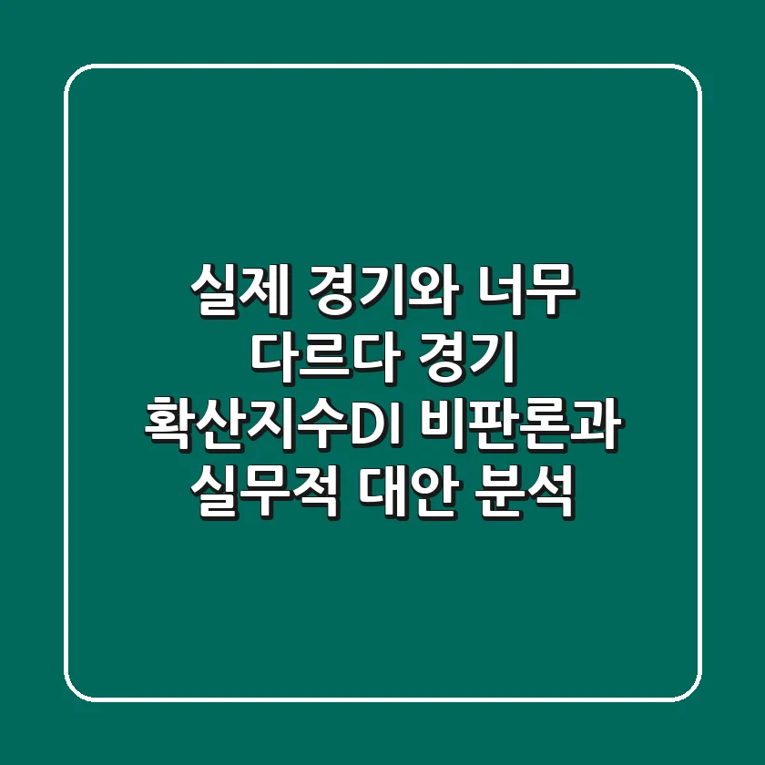 "실제 경기와 너무 다르다", 경기 확산지수(DI) 비판론과 실무적 대안 분석